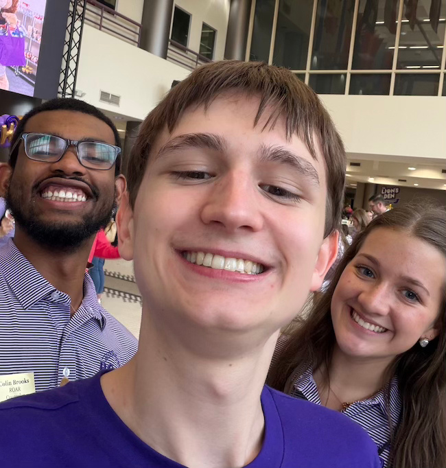 Selfie of Camden and two other University of North Alabama students during a ROAR session in the GUC.